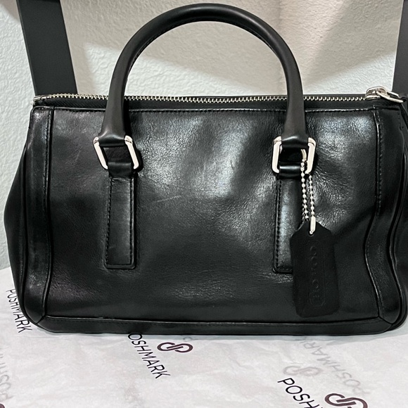 COACH ‘BONNIE’ VINTAGE BLACK GENUINE LEATHER SATCHEL BAG - Picture 9 of 15